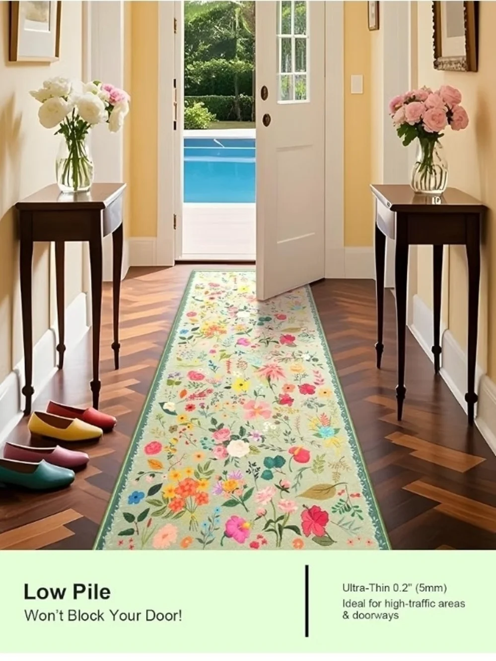 Floral Runner Rug - White Kitchen Accent (Brand: )